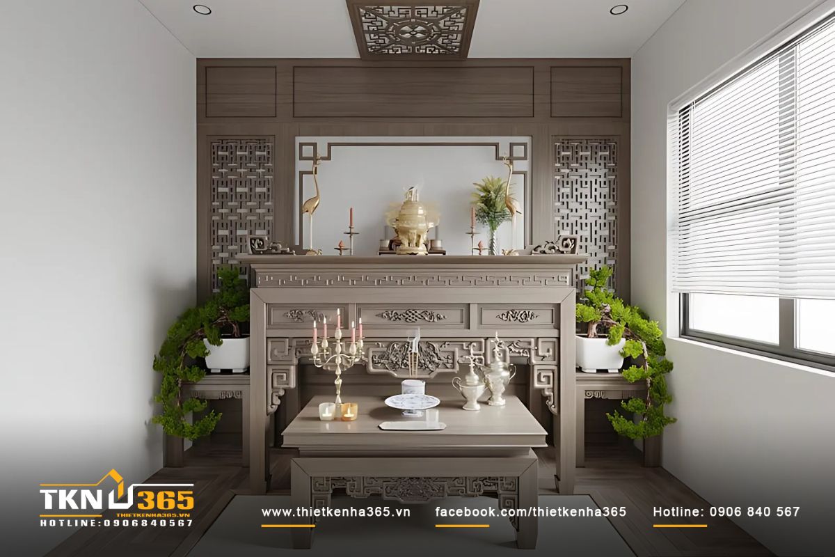 Nội thất ph&ograve;ng thờ trang trọng