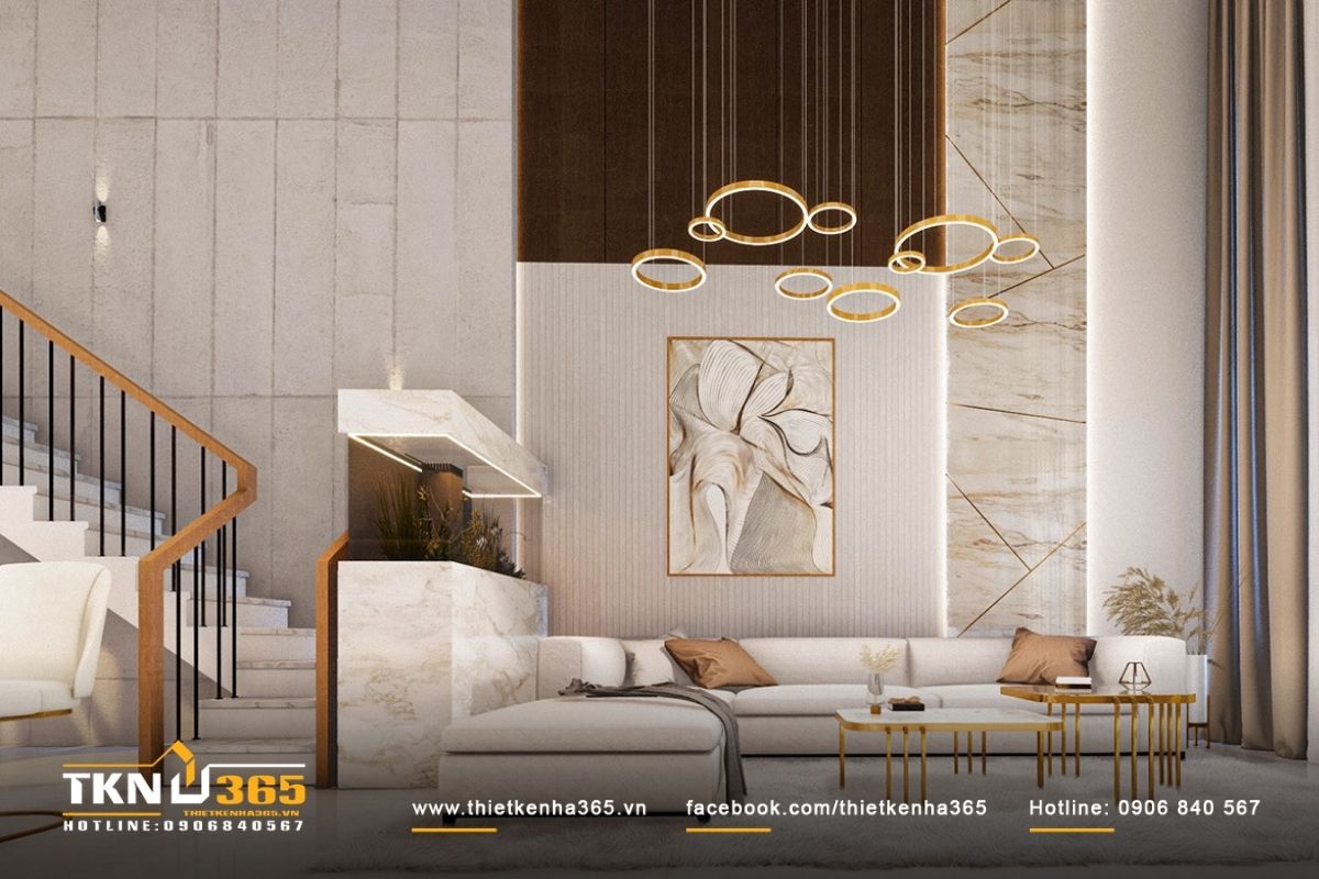 Tổng thể phòng khách với phong cách Bắc Âu