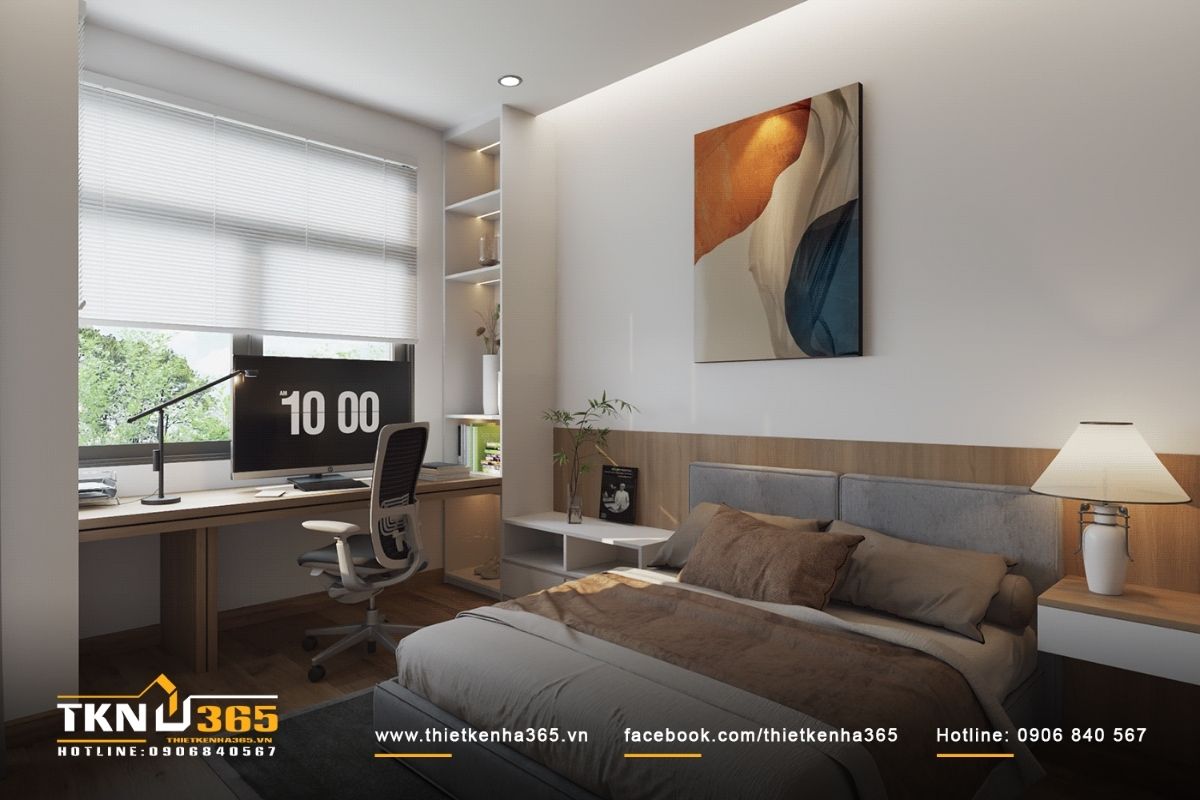 Phòng ngủ rộng rãi thiết kế trang nhã hiện đại