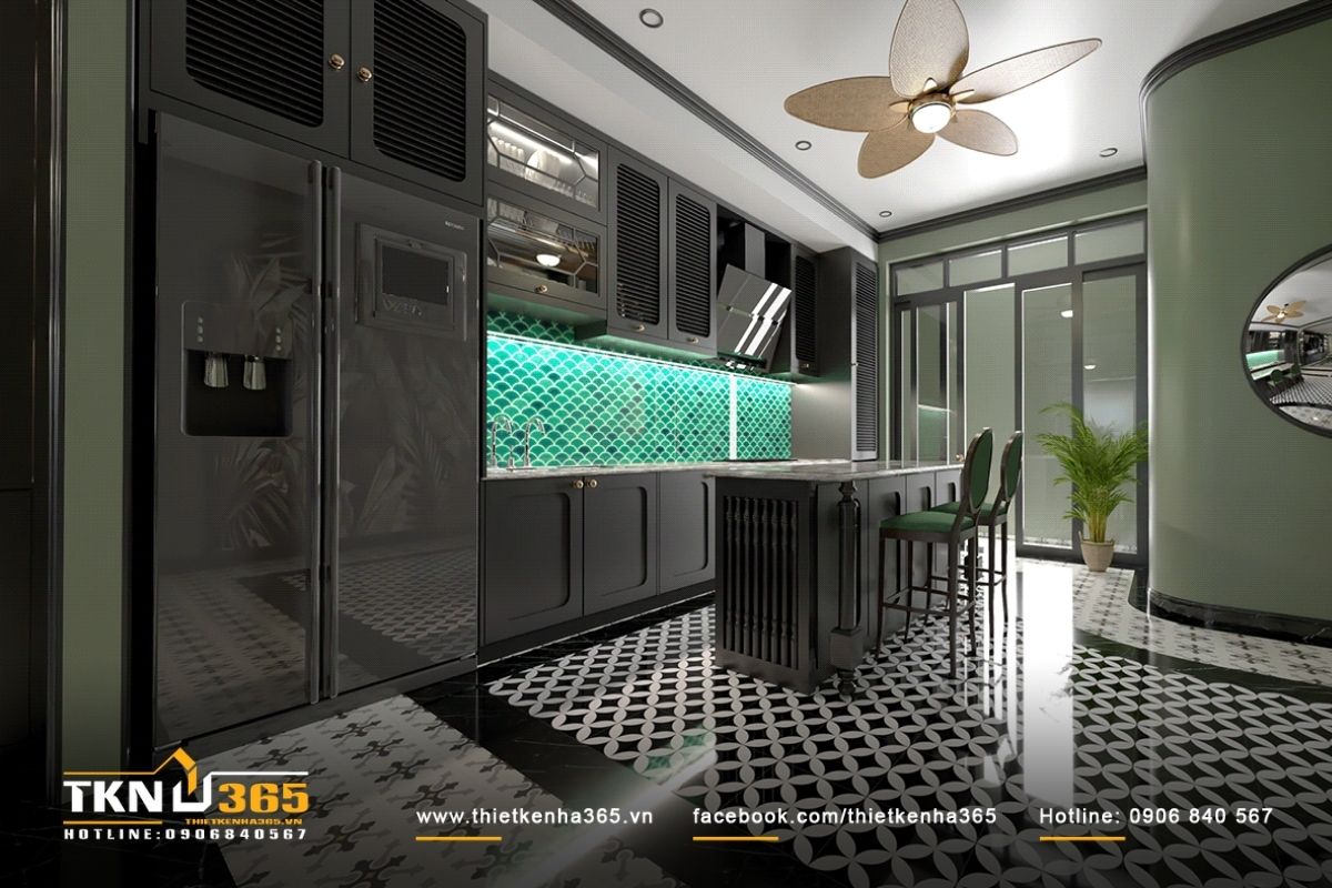 Nội thất nhà bếp thiết kế phù hợp đẹp mắt với phong cách Indochine