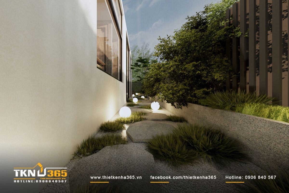 Bên ngoài ngôi nhà cũng mang phong cách nhiệt đới