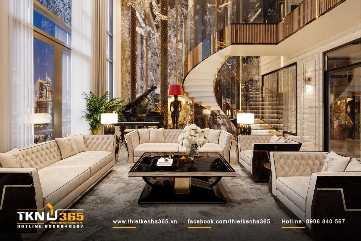 Gam màu trắng pha đen vàng làm căn phòng trở nên sang trọng