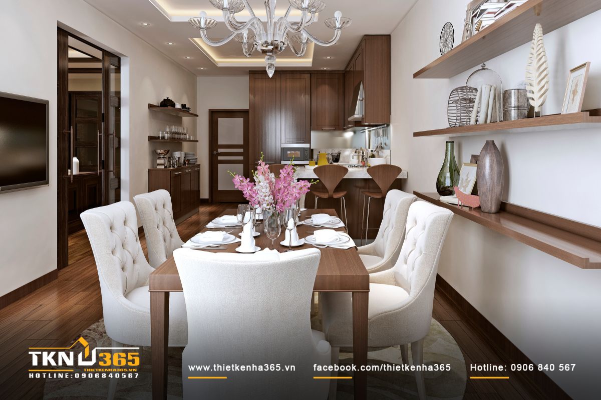 Nội thất thông minh tích hợp phòng bếp giúp không gian trở nên gọn gàng, tiện nghi