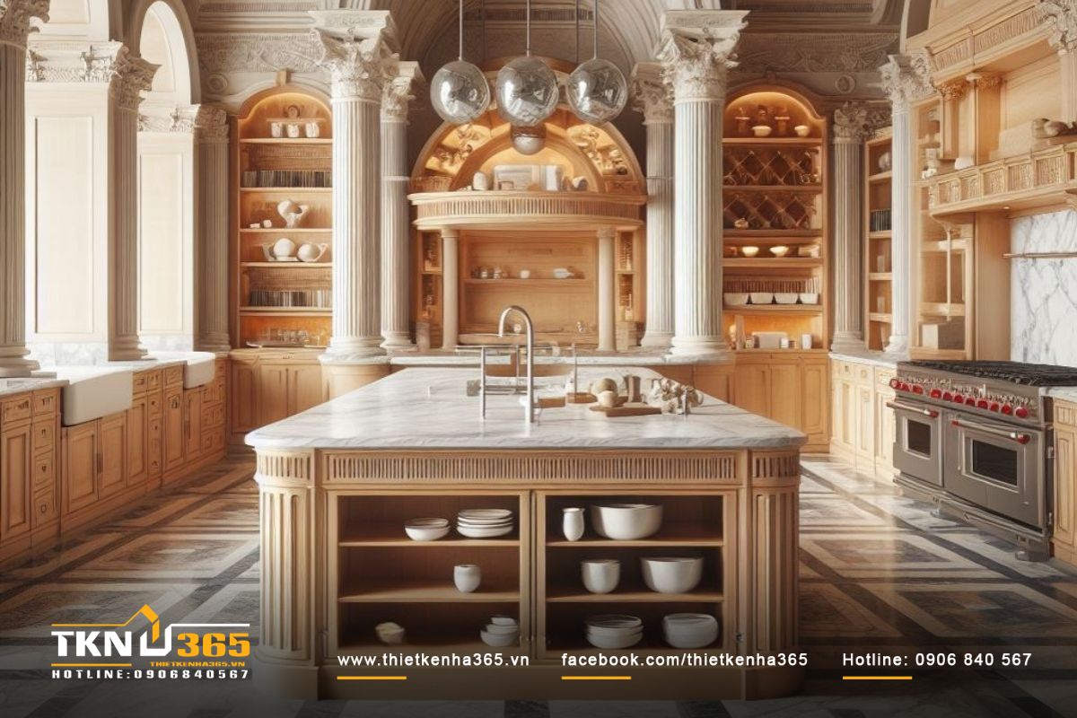 Bàn chữ I với mặt đá hoa cương là điểm nhấn khẳng định chất riêng của gia chủ