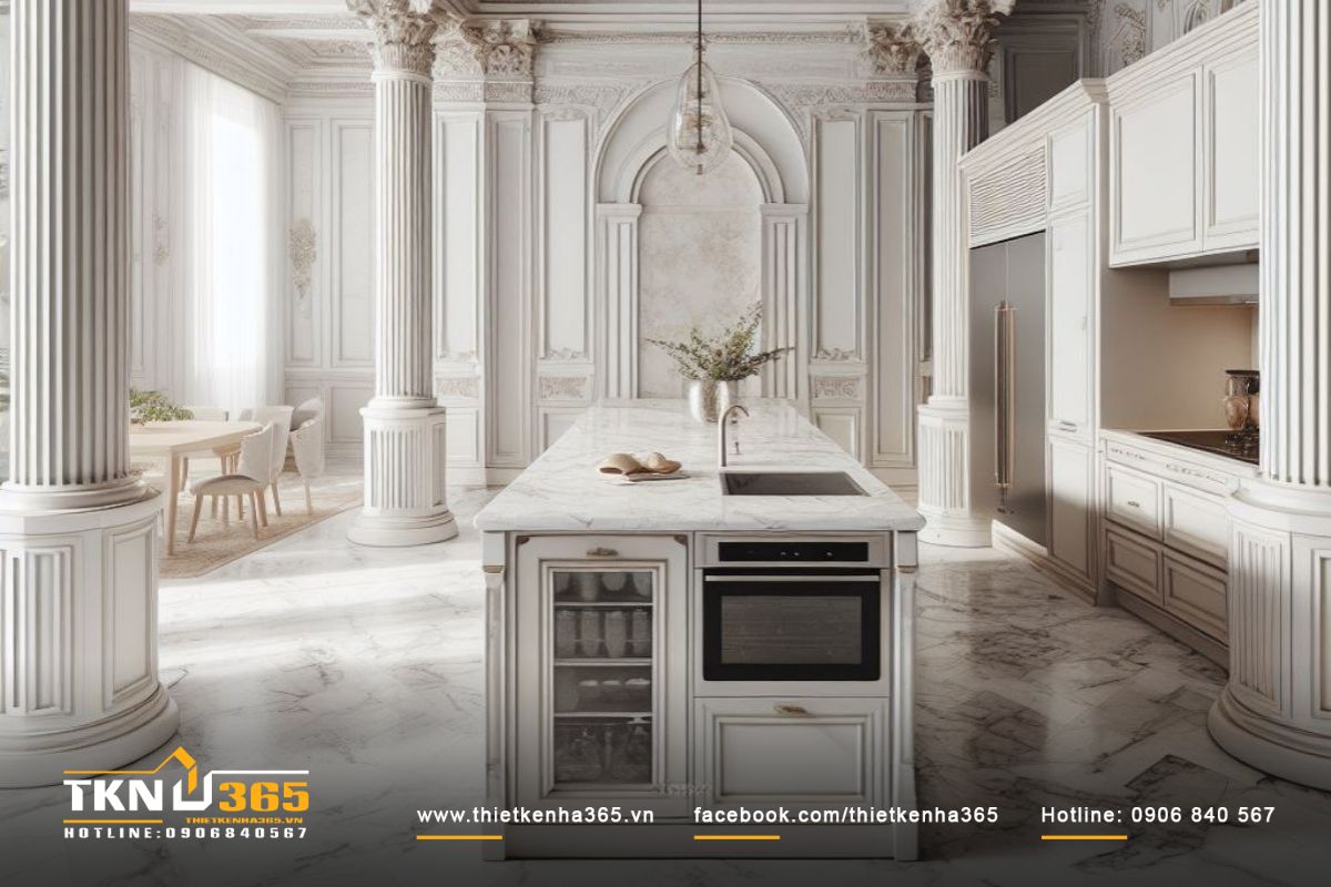 Các bề mặt được lát đá đơn giản nhưng không kém phần tinh tế, sang trọng