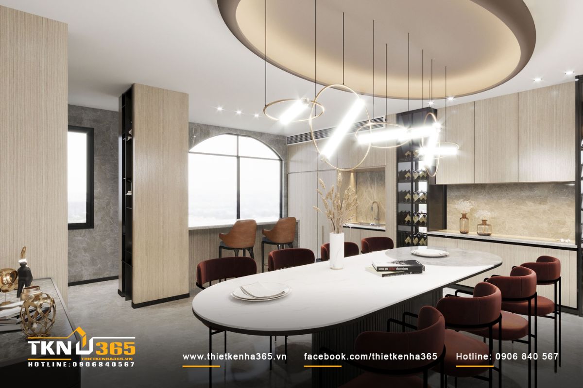 Không gian nấu ăn sáng sủa, quãng đãng với cửa sổ hứng sáng tự nhiên