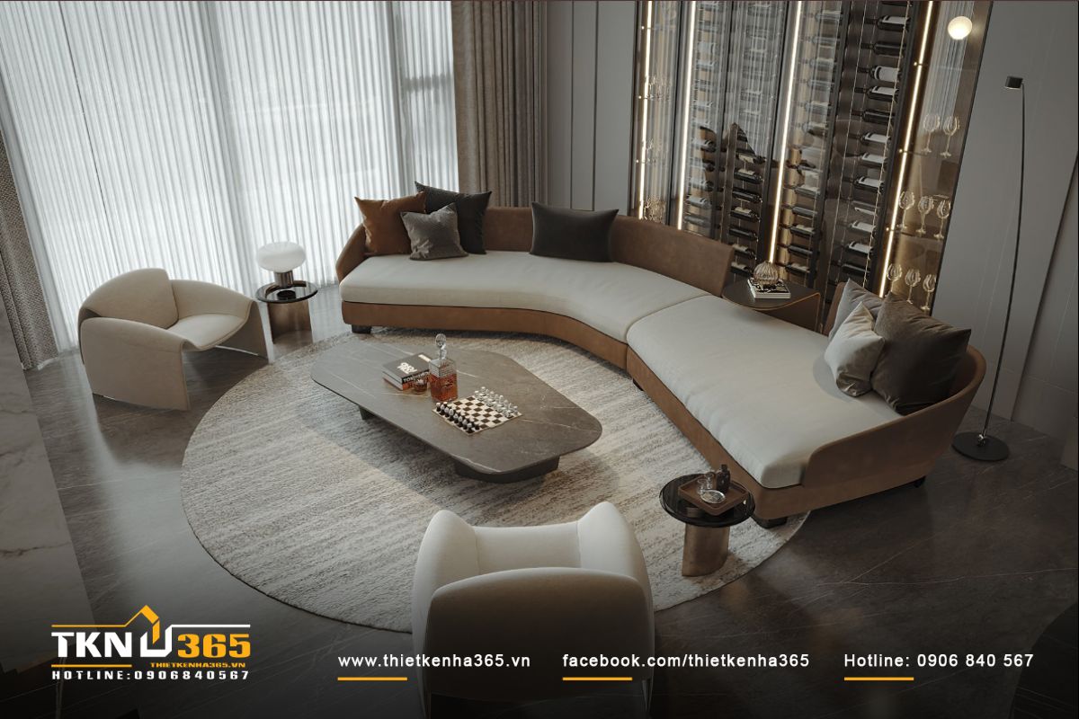 Ph&ograve;ng kh&aacute;ch sử dụng những gam m&agrave;u đơn giản như trắng, be, x&aacute;m&hellip;