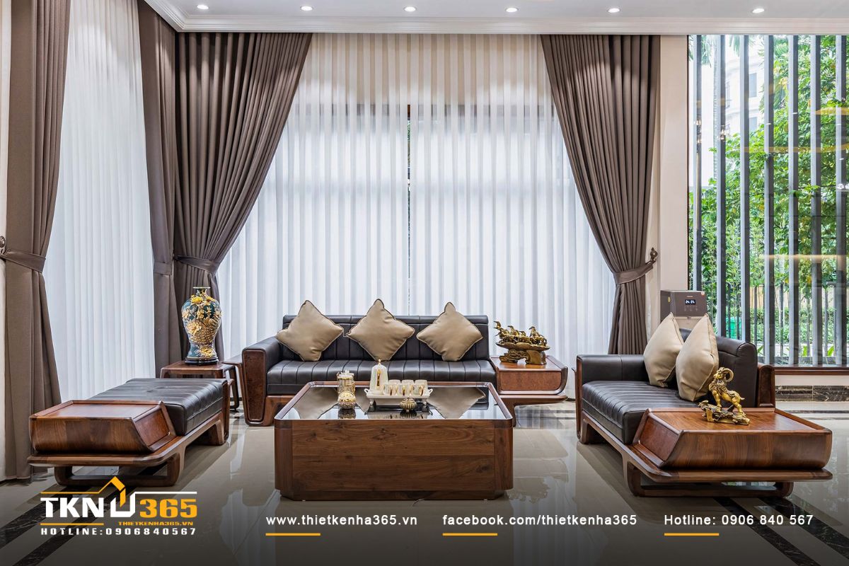 Mẫu sofa gỗ &oacute;c ch&oacute; cao cấp d&agrave;nh cho ph&ograve;ng kh&aacute;ch hiện đại v&agrave; đẳng cấp