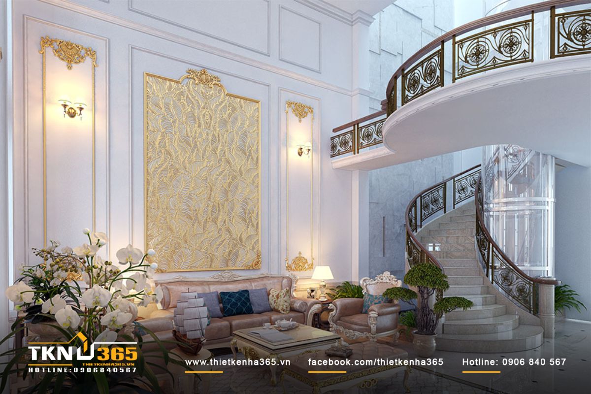 Ph&ograve;ng kh&aacute;ch sử dụng m&agrave;u sắc thanh lịch, điểm xuyết c&aacute;c chi tiết nội thất cao cấp với t&iacute;nh nghệ thuật đương đại