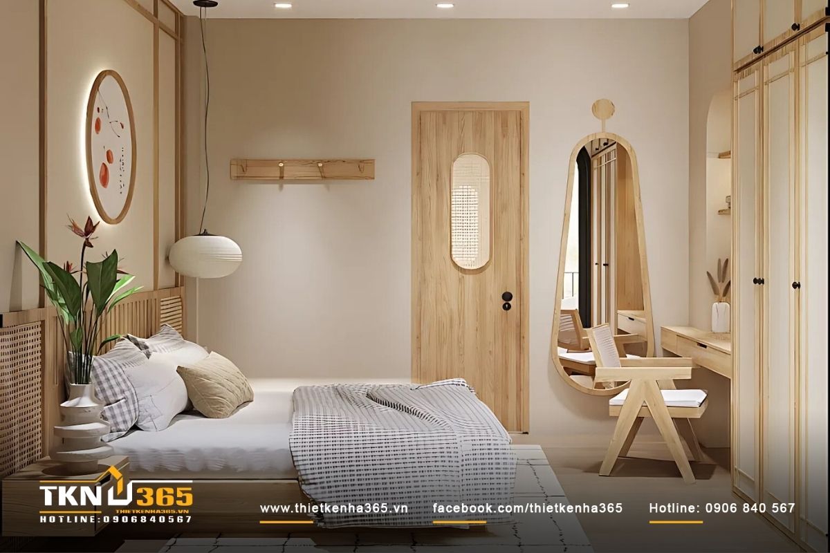 Chất liệu gỗ được chế tác tinh tế, mang lại vẻ đẹp hoàn hảo cho toàn bộ không gian