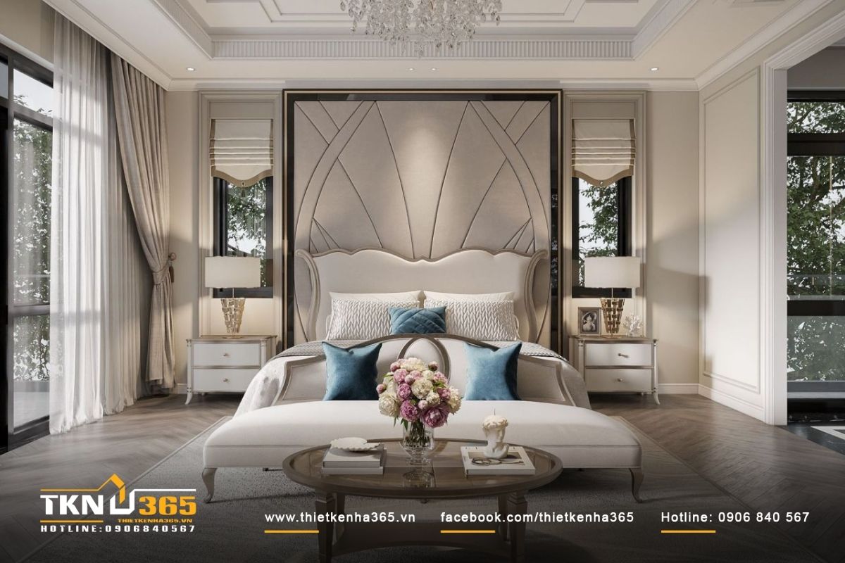 Chiếc tab đầu giường thường dùng để đặt đèn ngủ và các đồ dùng tiện lợi, đồng thời tô điểm thêm vẻ đẹp ấn tượng cho căn phòng