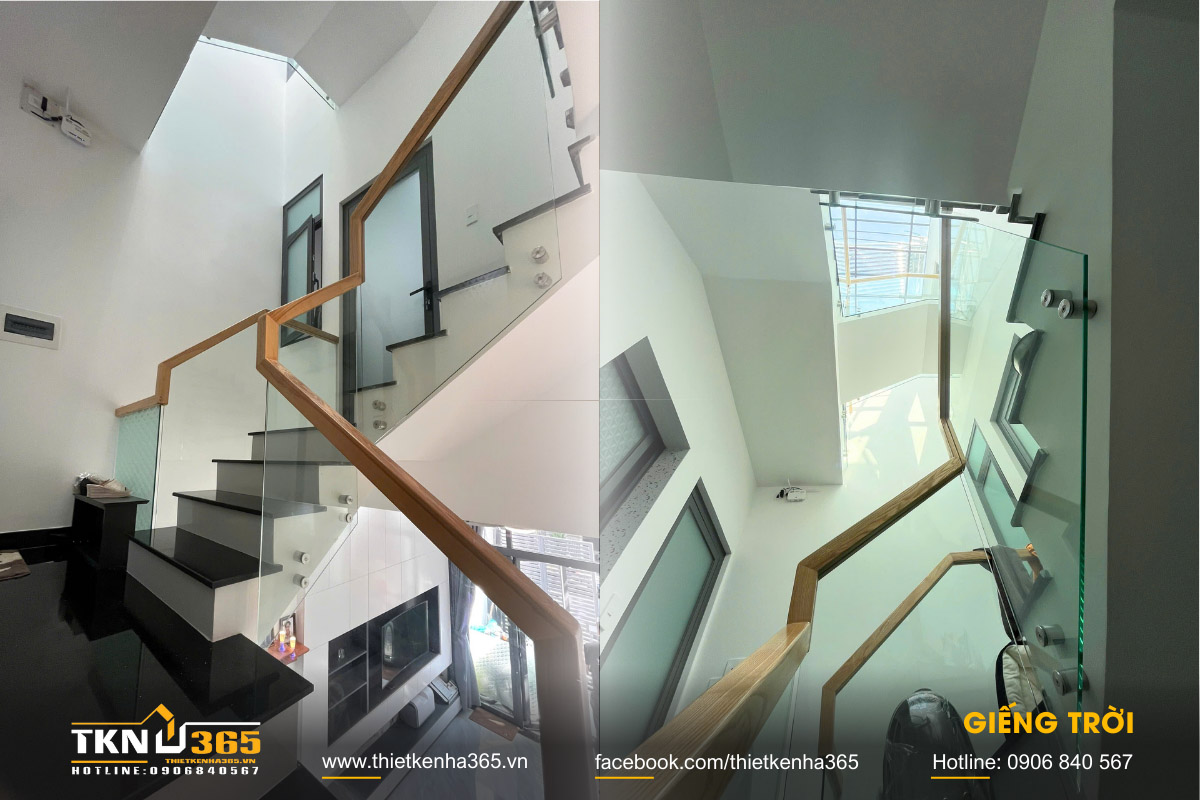Thiết kế lệch tầng kết hợp ô giếng trời