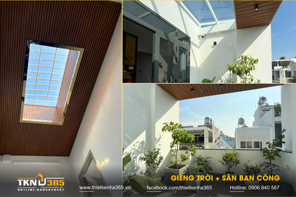 Giếng trời kết hợp cùng mảng xanh nhỏ