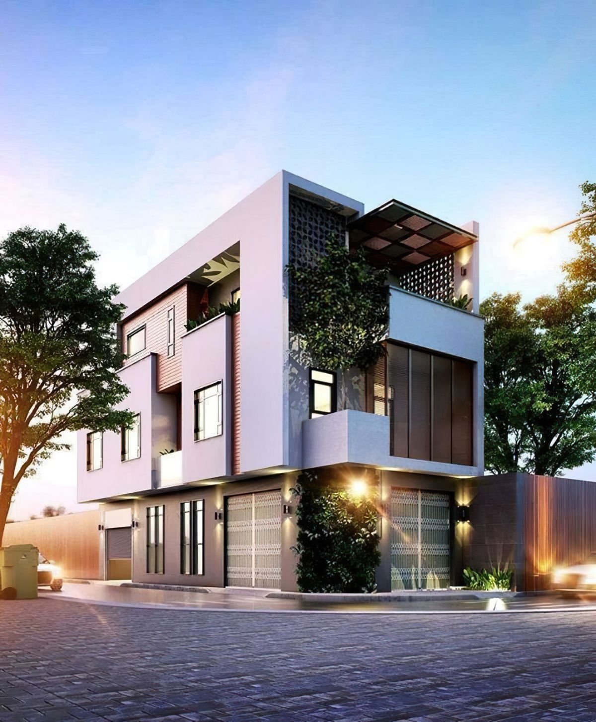 mẫu nhà 2 mặt tiền 3 tầng 2