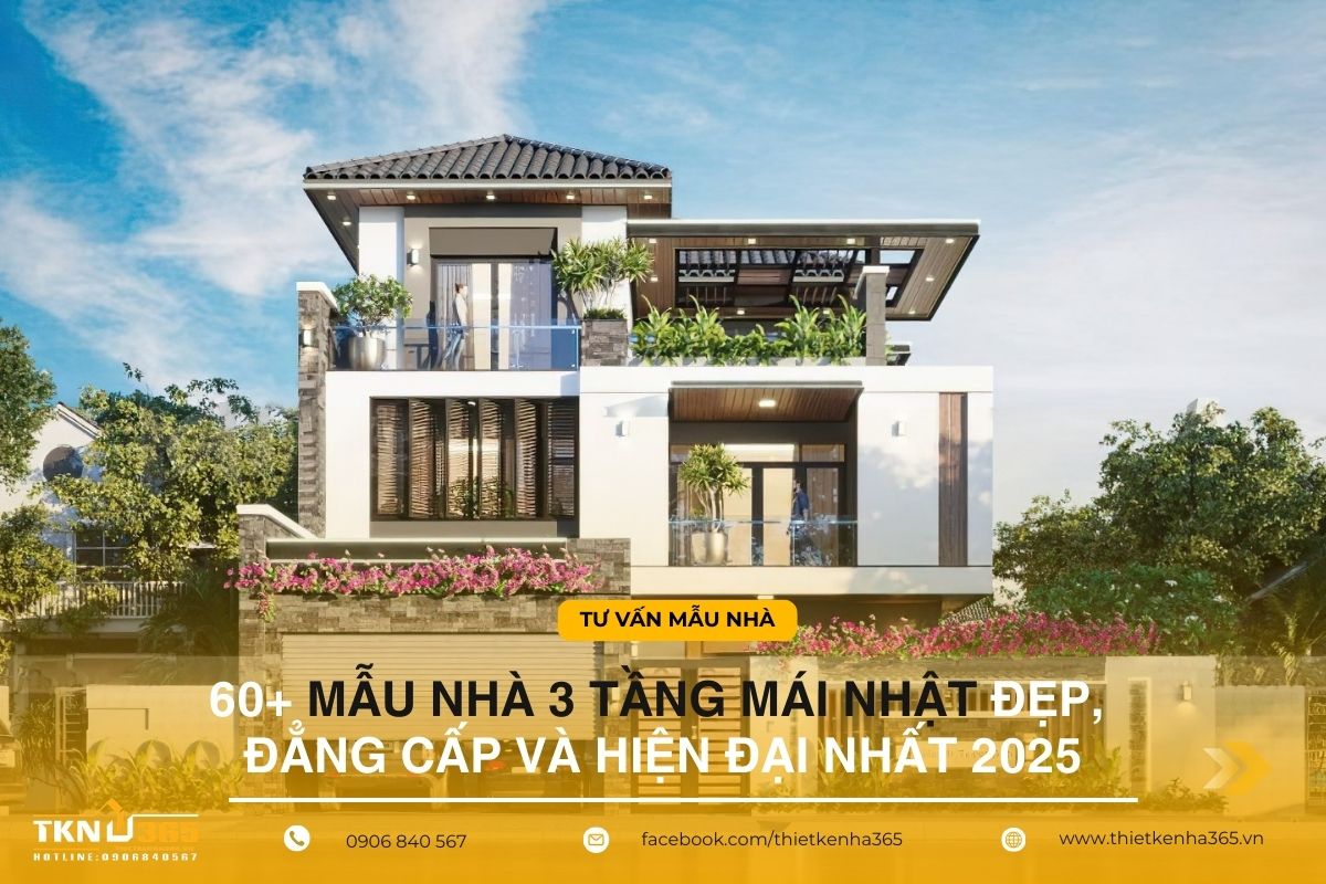 mẫu nhà 3 tầng mái Nhật đẹp