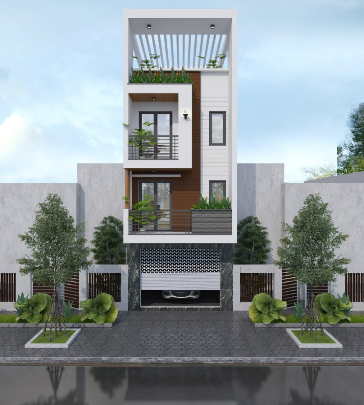 mẫu nhà ống 3 tầng mặt tiền 6m 4