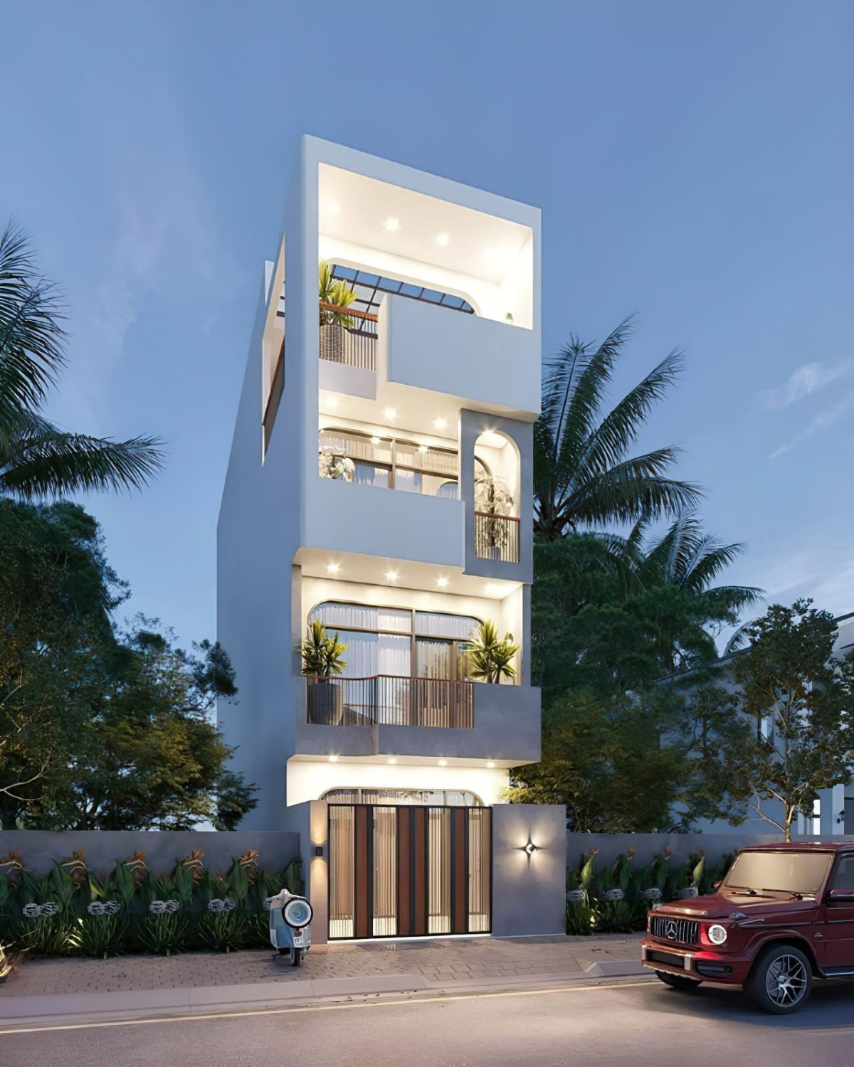 Mẫu nhà phố 4 tầng 3