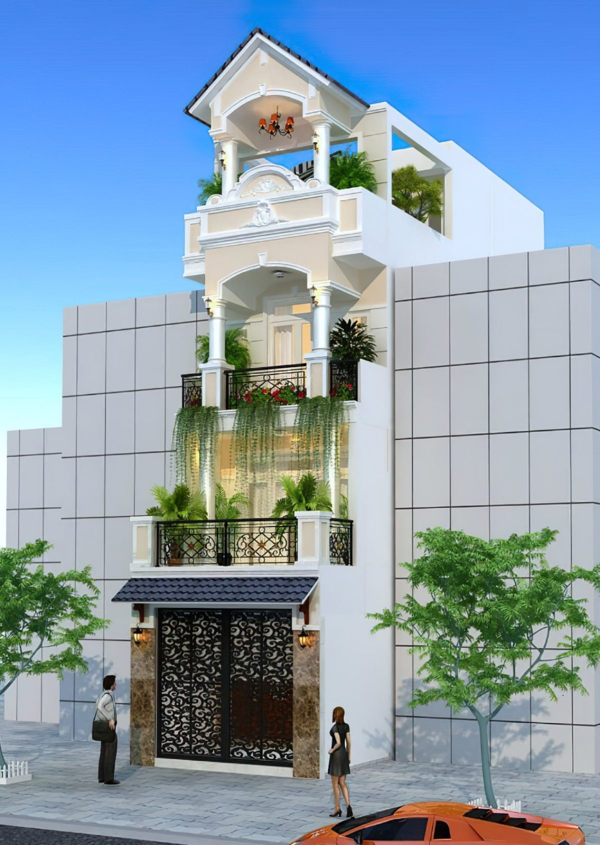 Mẫu nhà phố 4 tầng 4