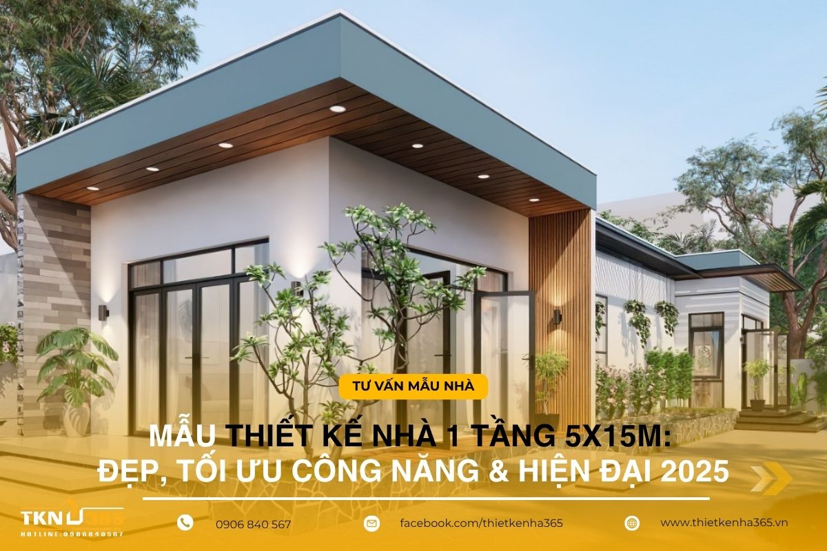 mẫu thiết kế nhà 1 tầng 5x15m