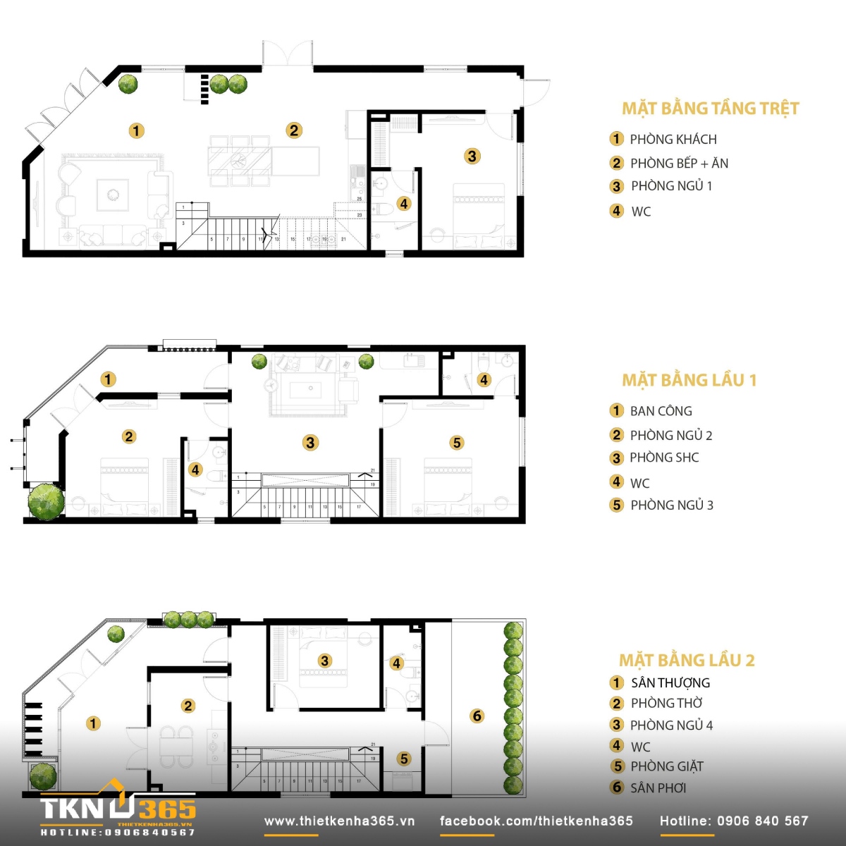 Thiết kế biệt thự phố 3 tầng 3