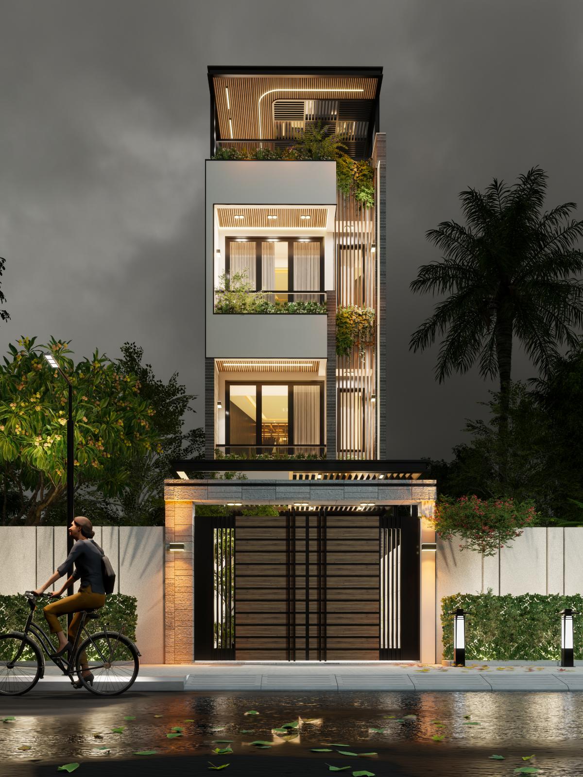 Thiết kế nhà phố 4 tầng 2