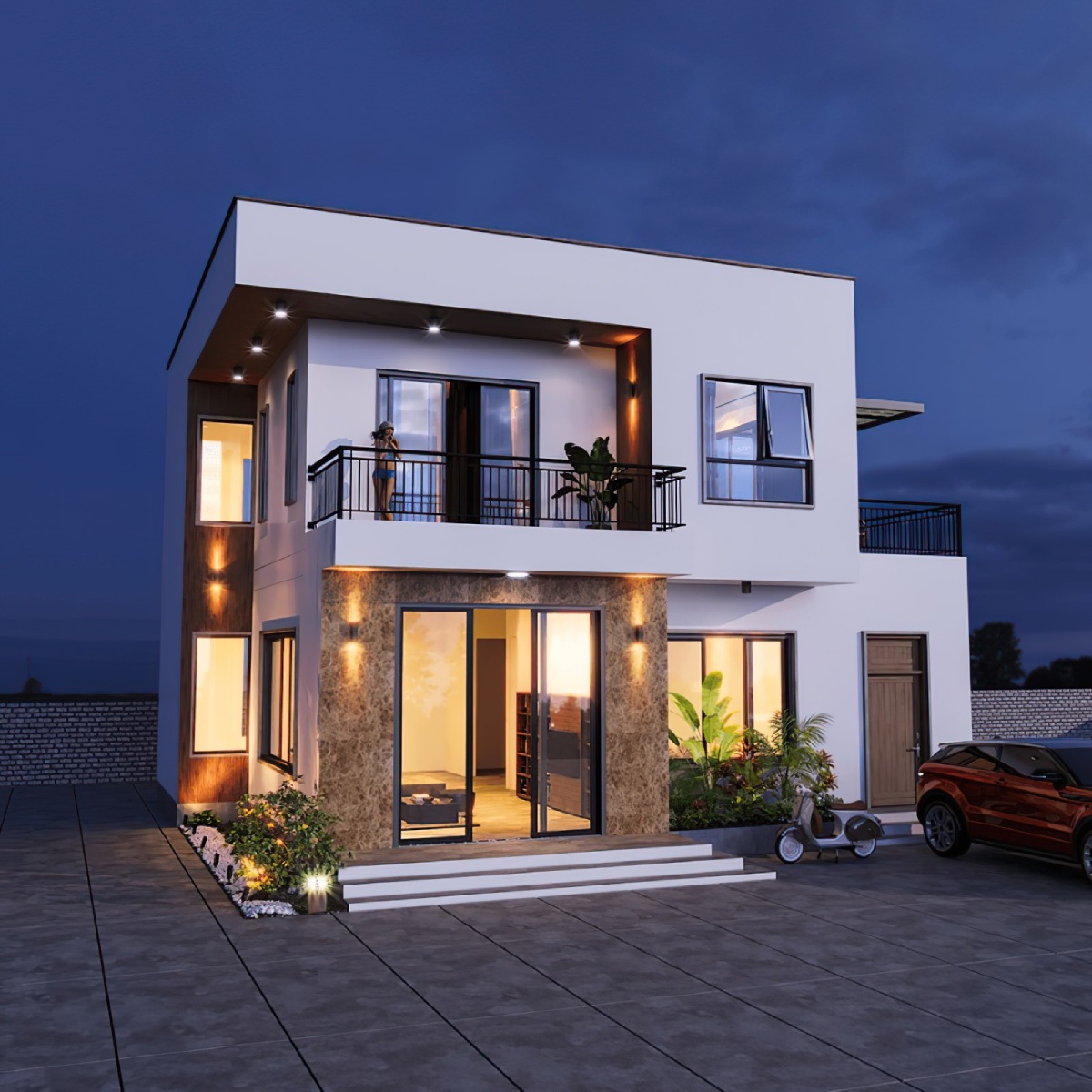 Thiết kế biệt thự mini 2 tầng 1