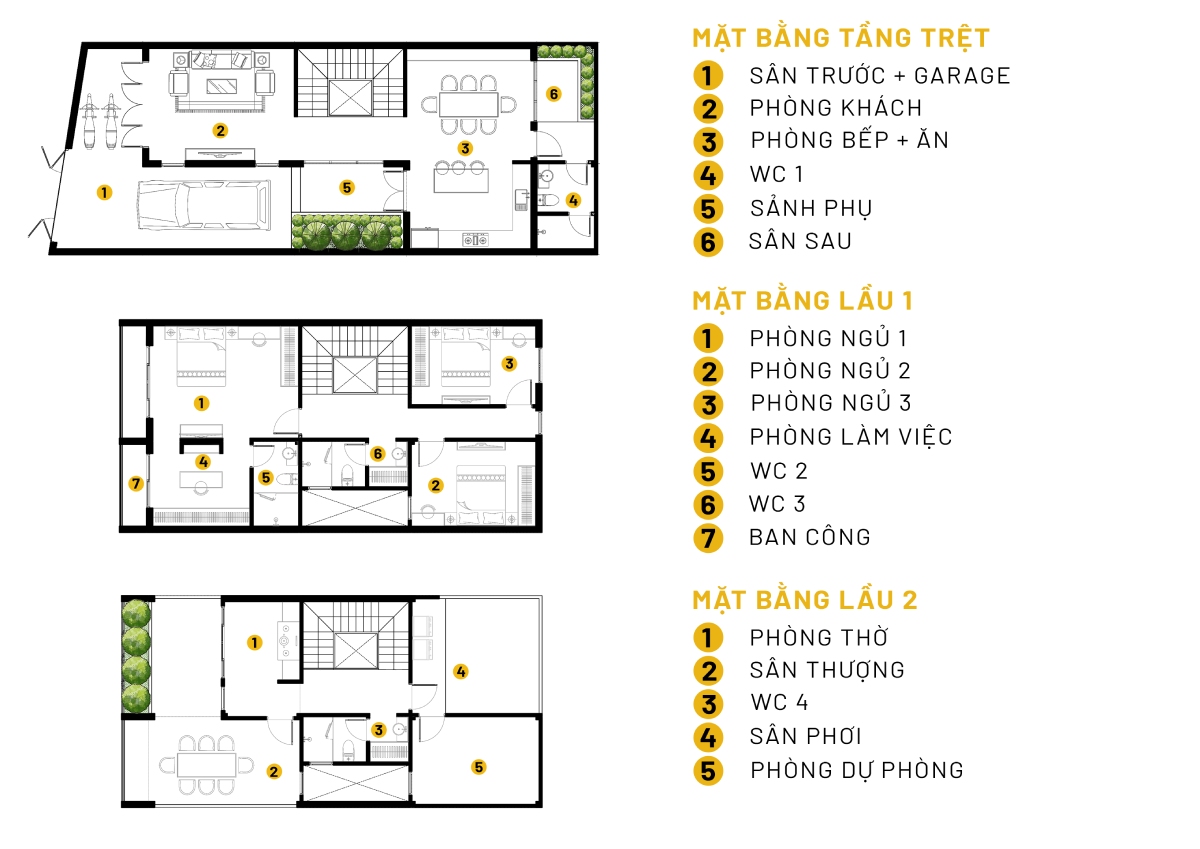 Thiết kế biệt thự phố 3 tầng 3