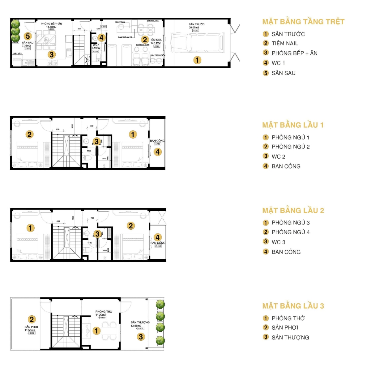 Thiết kế nhà phố 4 tầng 3