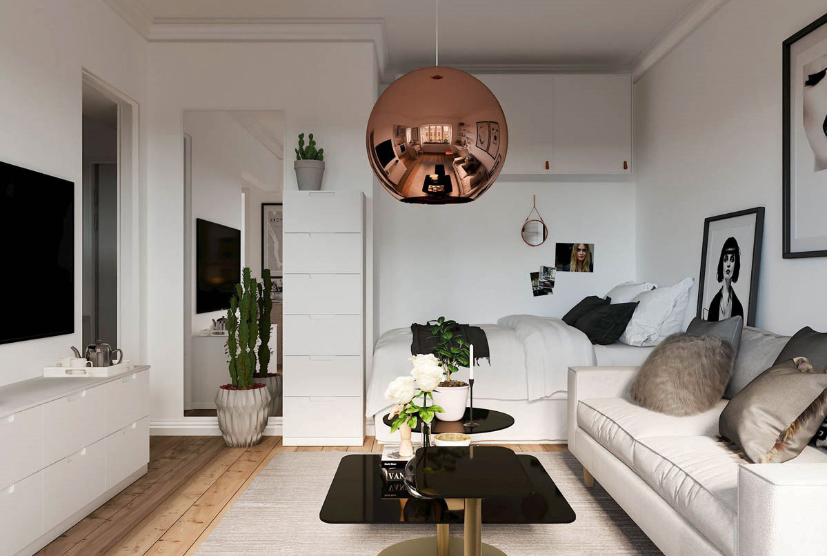 Với diện t&iacute;ch 20m2 n&ecirc;n ph&acirc;n chia hợp l&yacute; nội thất một c&aacute;ch chi tiết