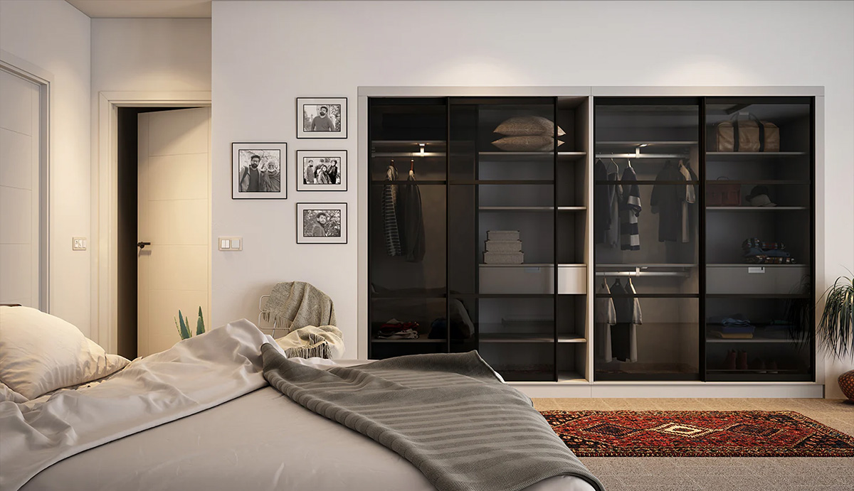 Thiết kế tủ quần áo âm tường cánh kính tạo cảm giác không gian rộng rãi và hiện đại, mang lại vẻ đẹp sang trọng Thiết kế tủ quần áo âm tường cánh kính tạo cảm giác không gian rộng rãi và hiện đại, mang lại vẻ đẹp sang trọng