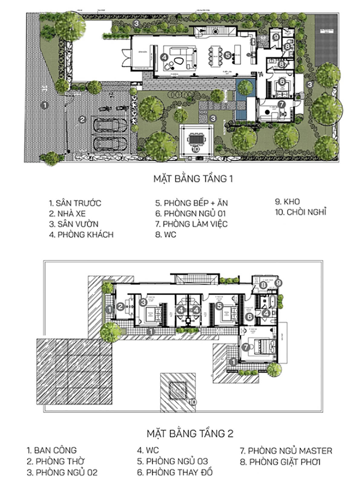 Bản vẽ c&ocirc;ng năng mẫu biệt thự 2 tỷ kết hợp s&acirc;n vườn