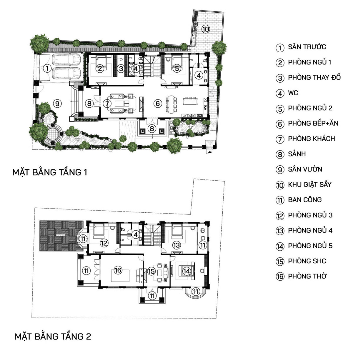 Bản vẽ mẫu biệt thự t&acirc;n cổ điển 2 mặt tiền tầng 1 & 2
