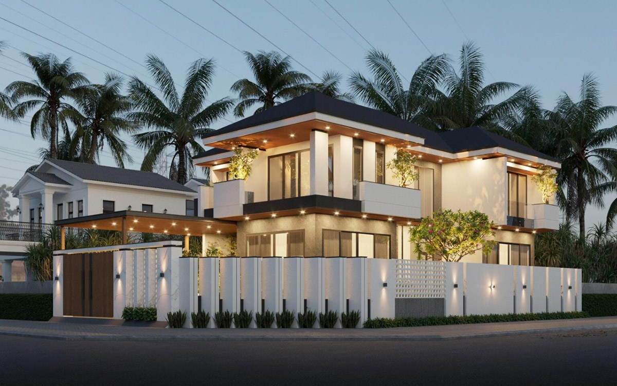 Mẫu biệt thự 2 tỷ m&aacute;i nhật thu h&uacute;t những người đi đường