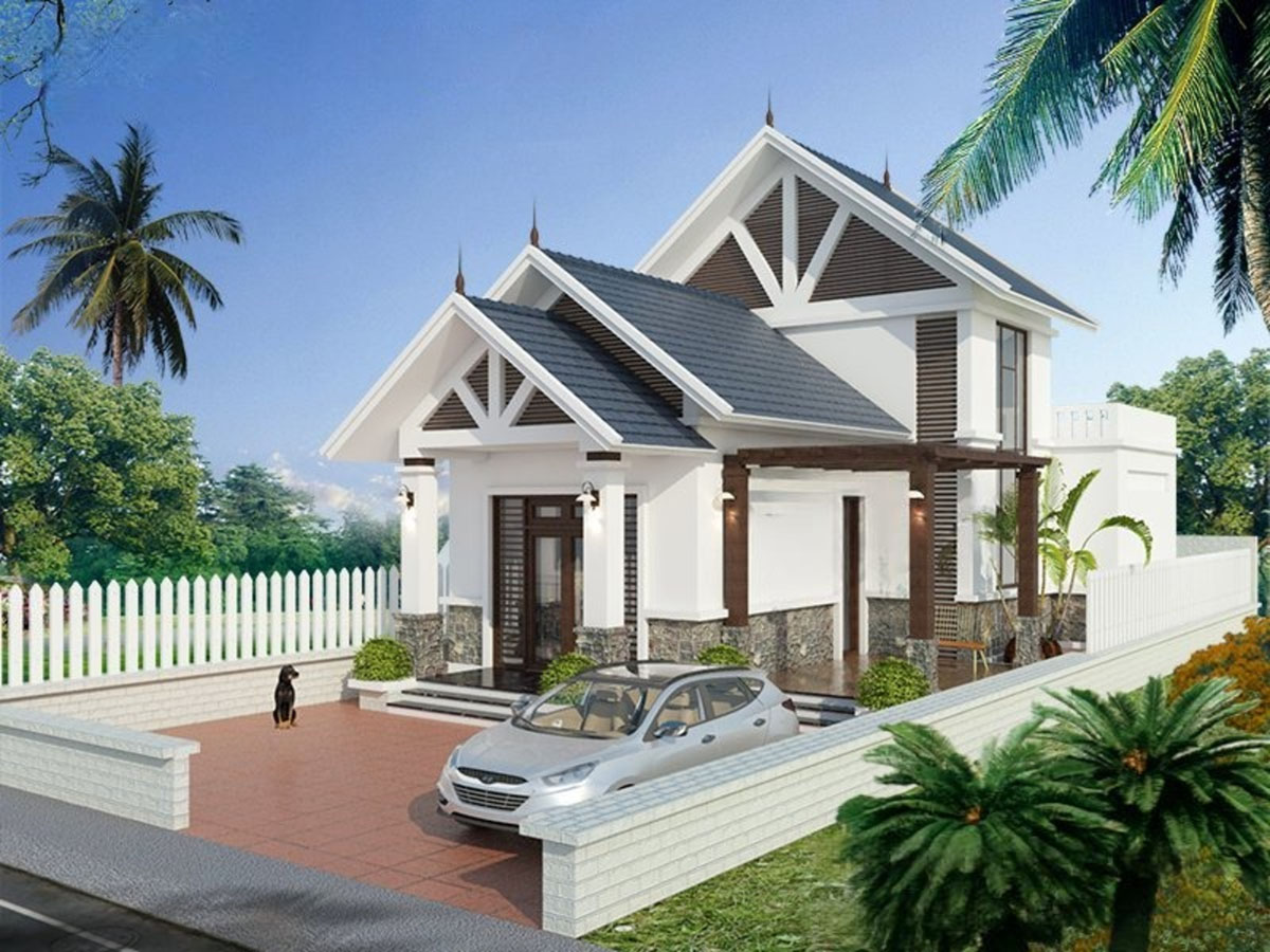 Mẫu biệt thự 2 tỷ m&aacute;i th&aacute;i nh&igrave;n ng&ocirc;i nh&agrave; cao r&aacute;o hơn hẳn