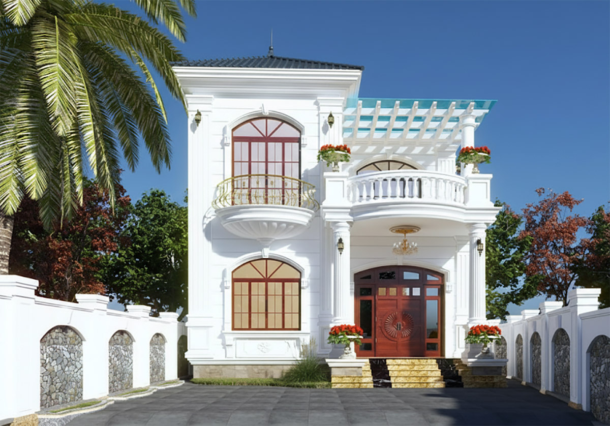 Mẫu biệt thự 2 tỷ m&aacute;i phong c&aacute;ch t&acirc;n cổ điển lịch sự