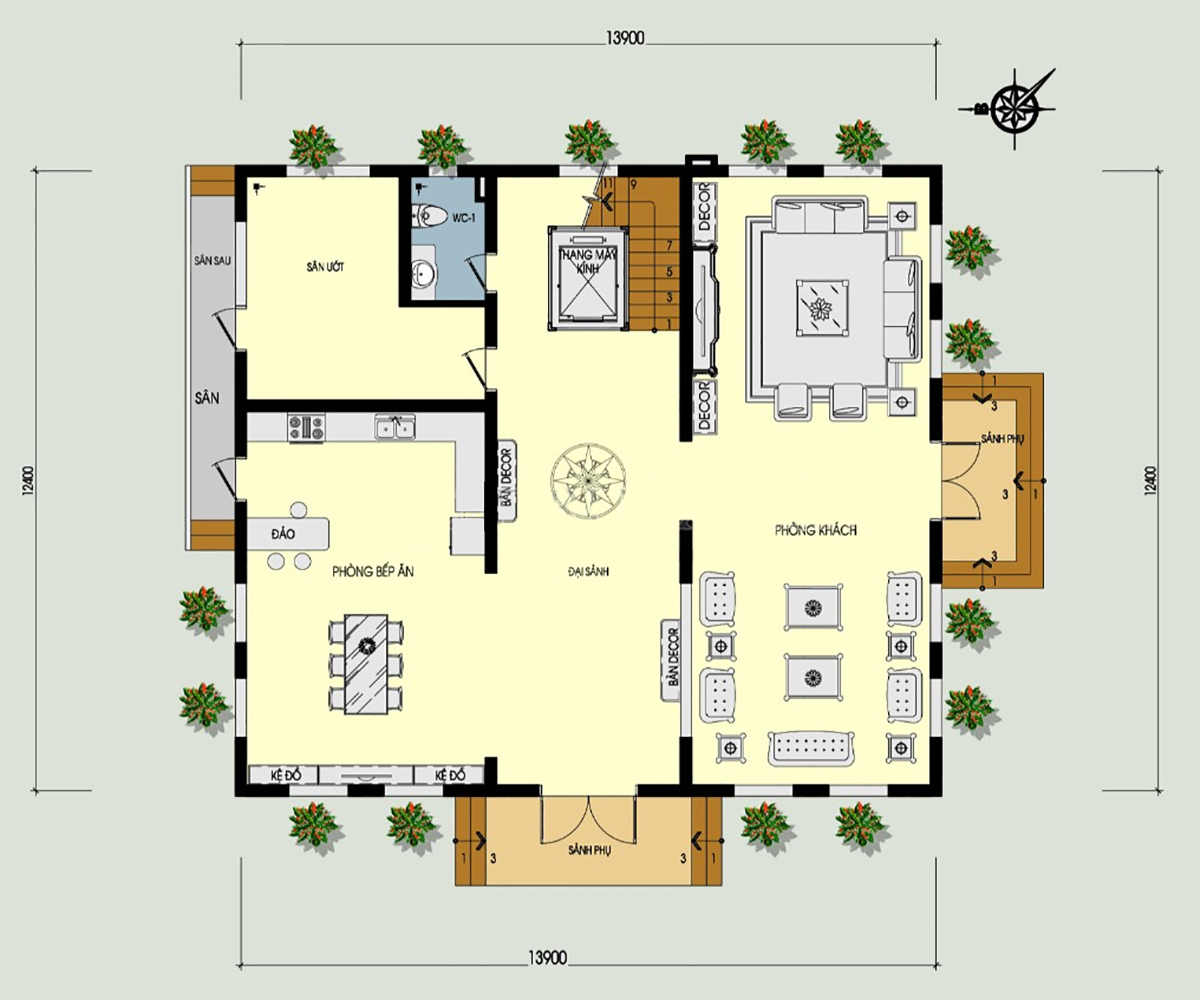 Bản vẽ mặt bằng công năng biệt thự 3 tầng tân cổ điển 4 phòng ngủ. (Ảnh: sưu tầm)