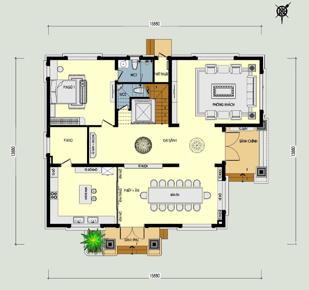 Bản vẽ mặt bằng công năng biệt thự tân cổ điển 3 tầng 2 mặt tiền. (Ảnh: sưu tầm)