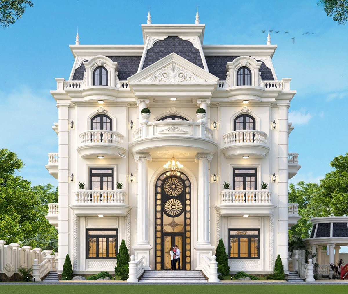 Mẫu biệt thự tân cổ điển 3 tầng mái Mansard là sự kết hợp tinh tế giữa kiến trúc cổ điển sang trọng và nét hiện đại phóng khoáng.