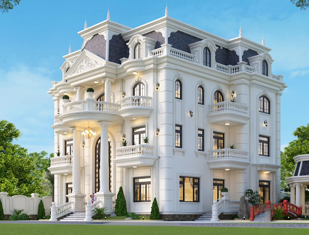 Với hệ mái Mansard cao ráo, bề thế, căn biệt thự không chỉ mang lại vẻ đẹp quý phái mà còn tối ưu công năng sử dụng.