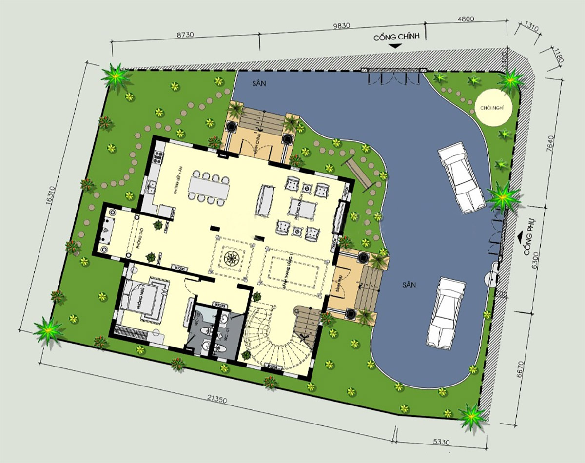 Bản vẽ biệt thự cổ điển Pháp 2.5 tầng 2 mặt tiền