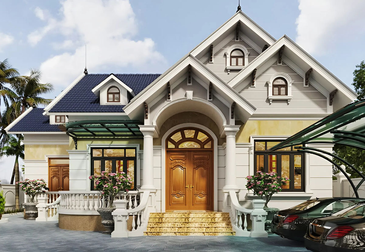Mẫu Biệt thự 1 tầng 3 phòng ngủ tân cổ điển sang trọng Mẫu Biệt thự 1 tầng 3 phòng ngủ tân cổ điển sang trọng