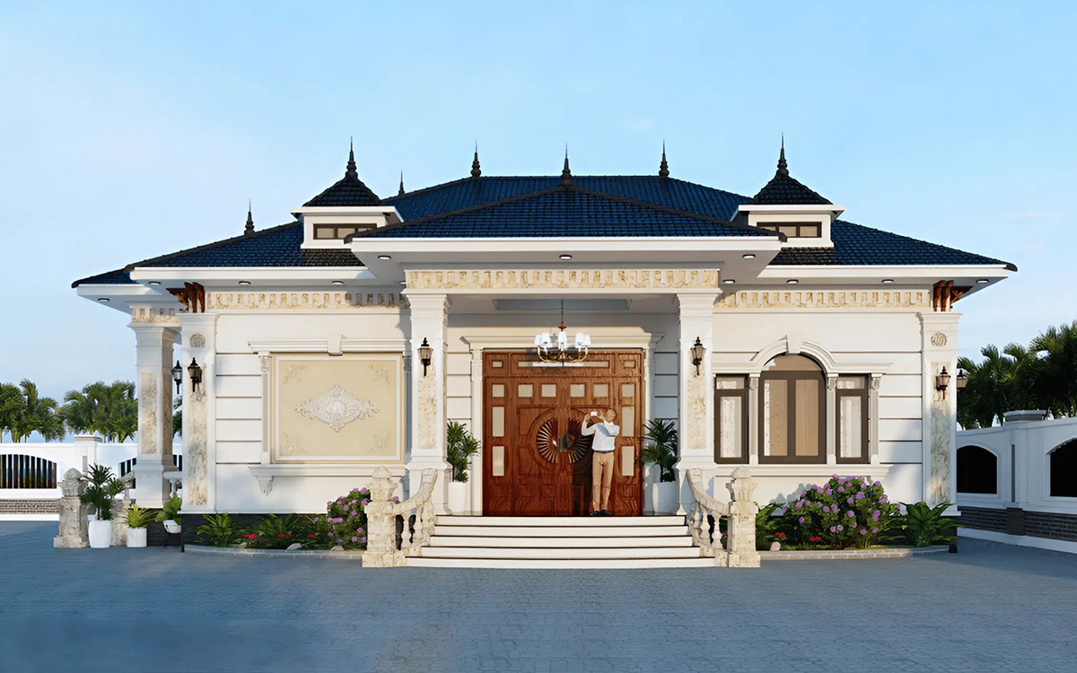 Mẫu biệt thự 1 tầng 3 phòng ngủ mái nhật Mẫu biệt thự 1 tầng 3 phòng ngủ mái nhật