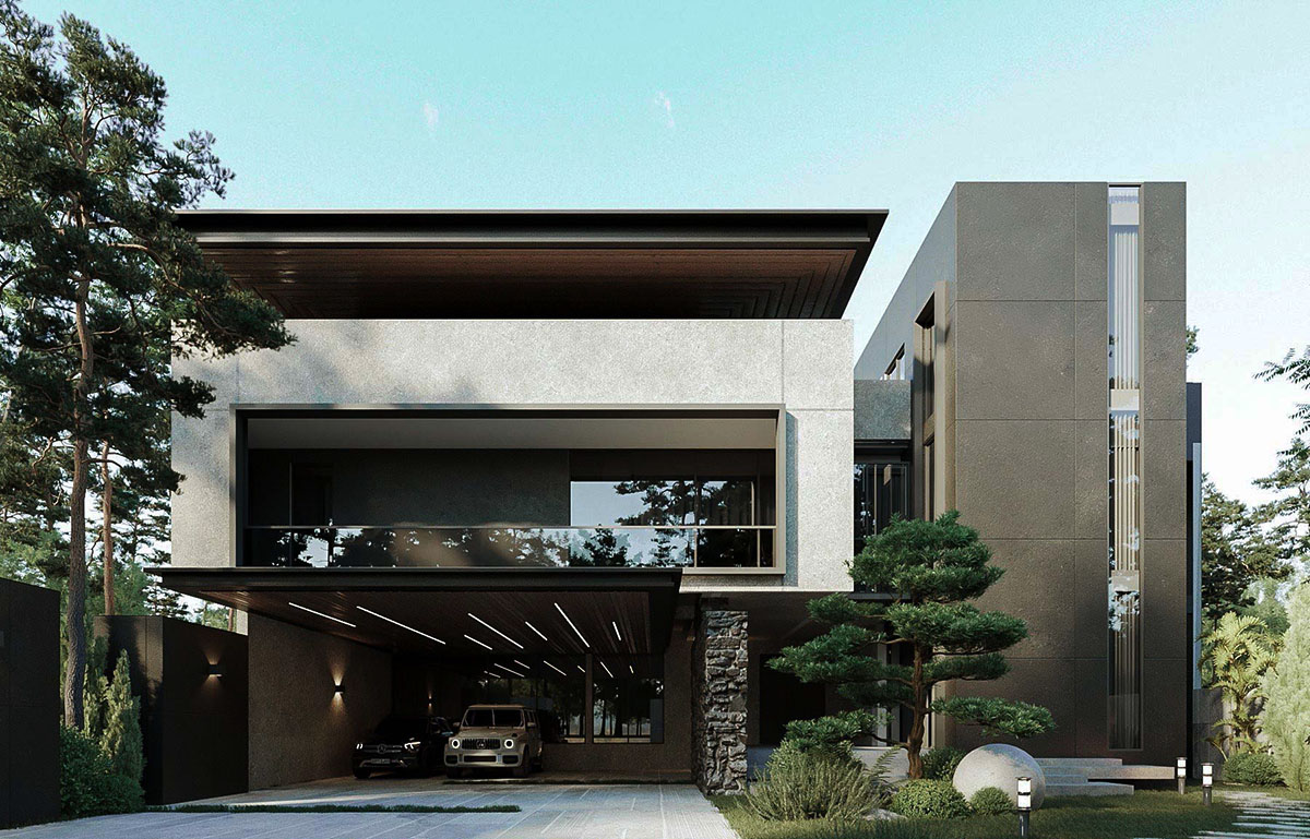 Mẫu biệt thự 2 tầng c&oacute; gara &ocirc; t&ocirc; vừa tiện nghi lại hiện đại