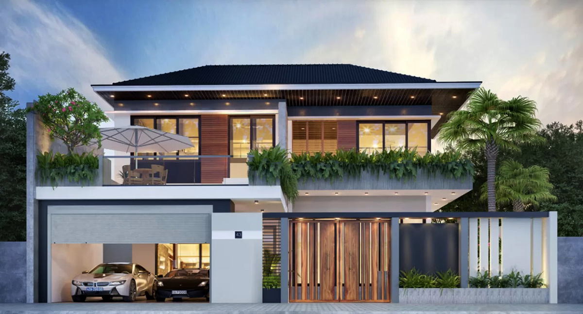 Thiết Kế Nh&agrave; 365 &ndash; Đơn vị uy t&iacute;n thiết kế v&agrave; thi c&ocirc;ng biệt thự 2 tầng c&oacute; gara