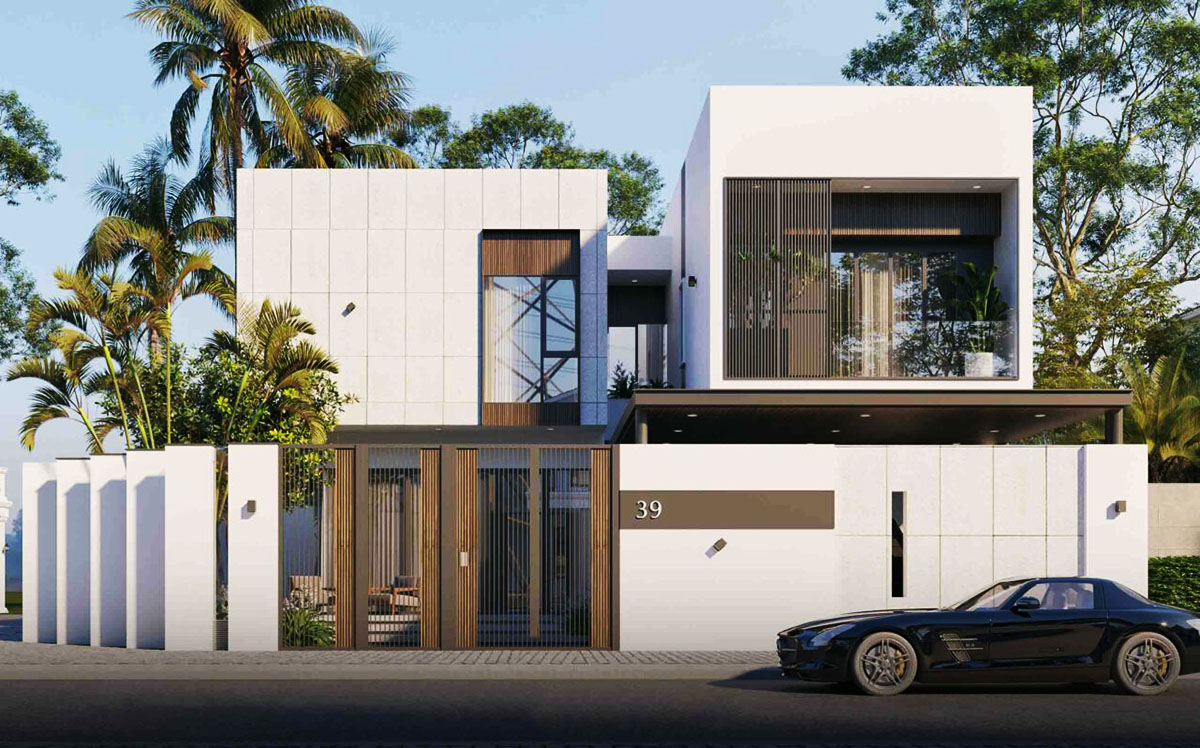 Mẫu biệt thự 2 tầng c&oacute; gara phong c&aacute;ch hiện đại đẹp & sang trọng