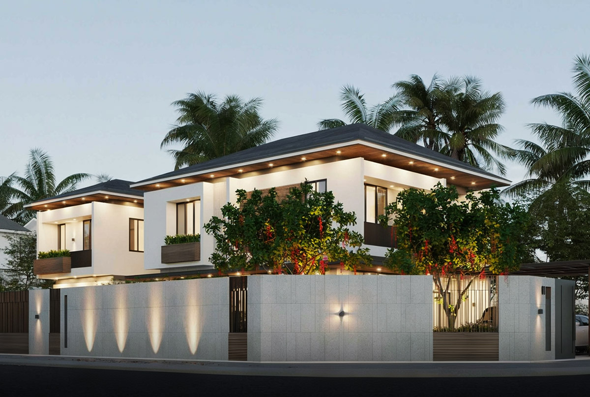 Mẫu biệt thự 2 tầng c&oacute; gara m&aacute;i Nhật đẹp v&agrave; hiện đại