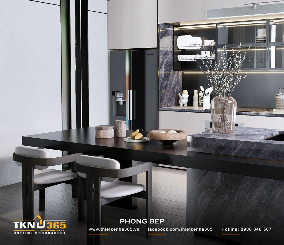 Tủ lạnh bố trí âm tường cùng hệ tủ bếp, giúp giải phóng không gian hiệu quả Tủ lạnh bố trí âm tường cùng hệ tủ bếp, giúp giải phóng không gian hiệu quả