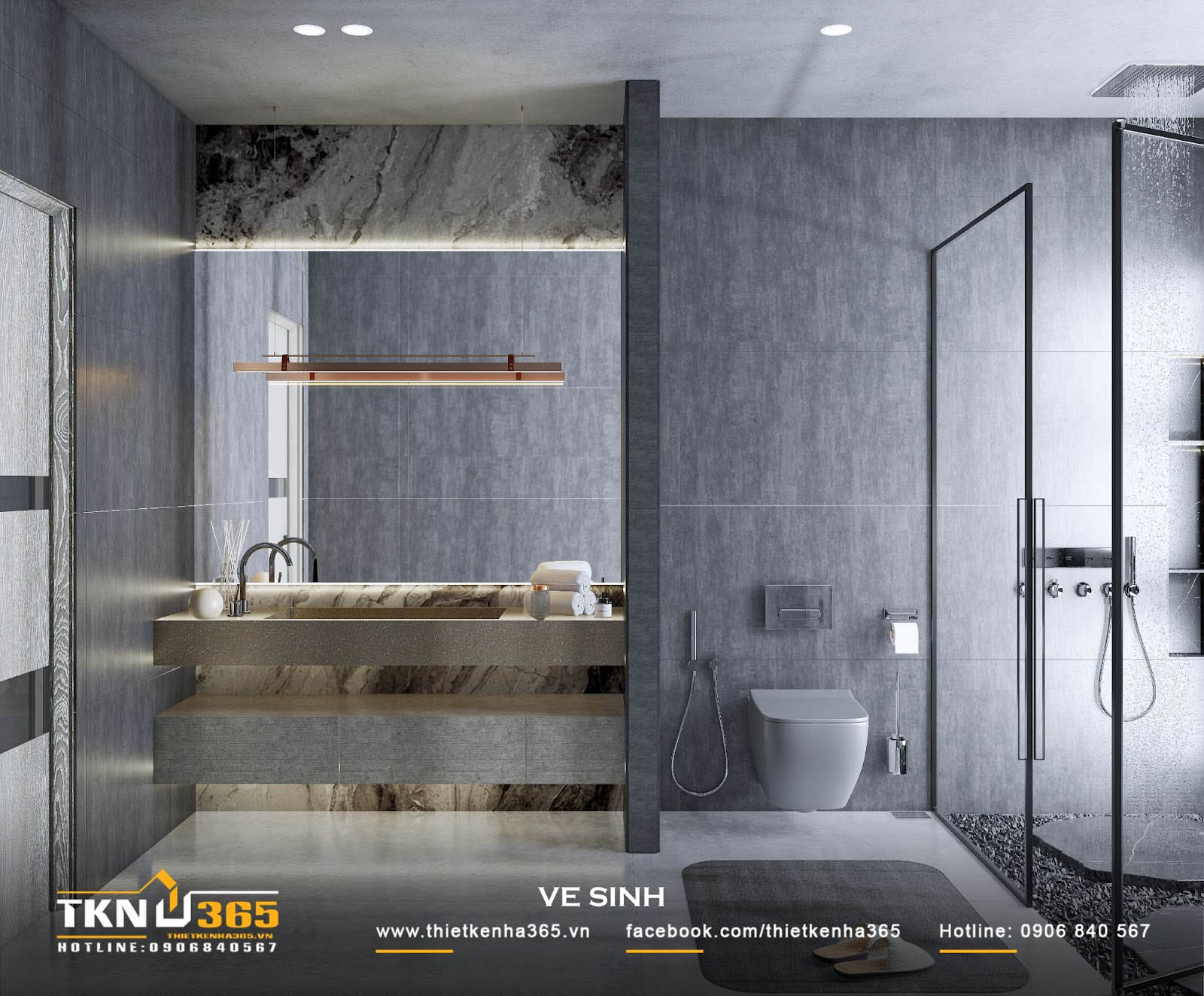 Thiết kế phòng vệ sinh hiện đại với đầy đủ tiện nghi bên trong biệt thự phố 2 tầng Thiết kế phòng vệ sinh hiện đại với đầy đủ tiện nghi bên trong biệt thự phố 2 tầng