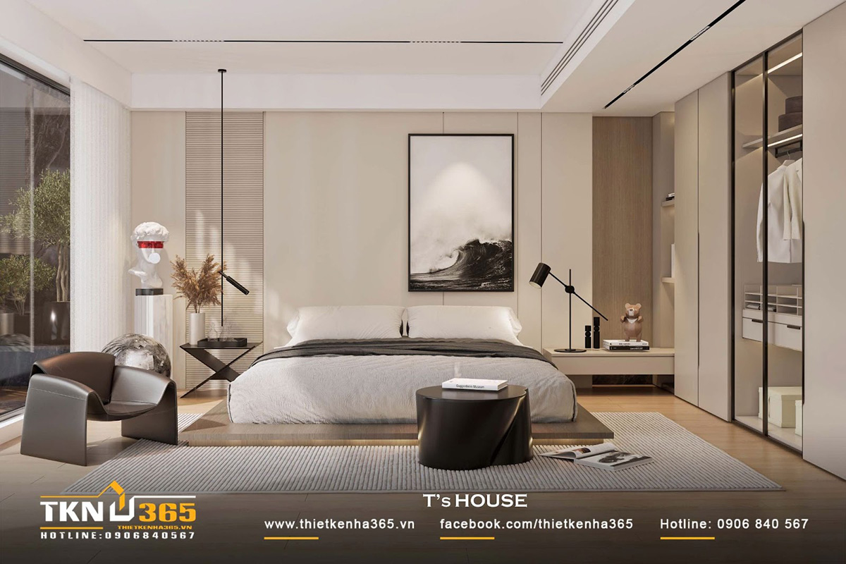 Phòng ngủ thứ nhất trong biệt thự T’S VILLA trang trí đơn giản nhưng đầy đủ tiện nghi Phòng ngủ thứ nhất trong biệt thự T’S VILLA trang trí đơn giản nhưng đầy đủ tiện nghi