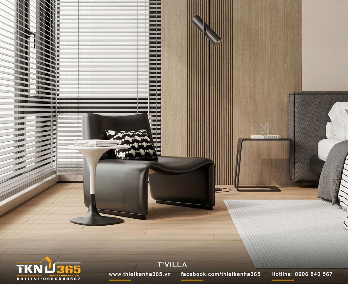 Các phòng ngủ trong biệt thự T’S VILLA đều bố trí góc đọc sách riêng bên cạnh cửa sổ Các phòng ngủ trong biệt thự T’S VILLA đều bố trí góc đọc sách riêng bên cạnh cửa sổ